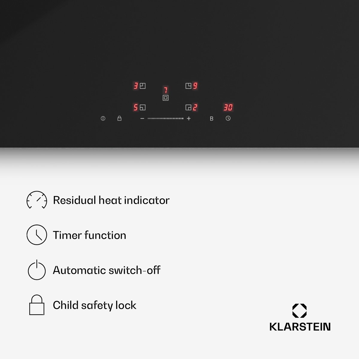 Klarstein PowerGlide inductiekookplaat - 5-zone inbouw inductiekookplaat, 9800 W boost, touchslider, timer, kinderslot, restwarmte-indicator, keramisch glas, 90 cm, zwart