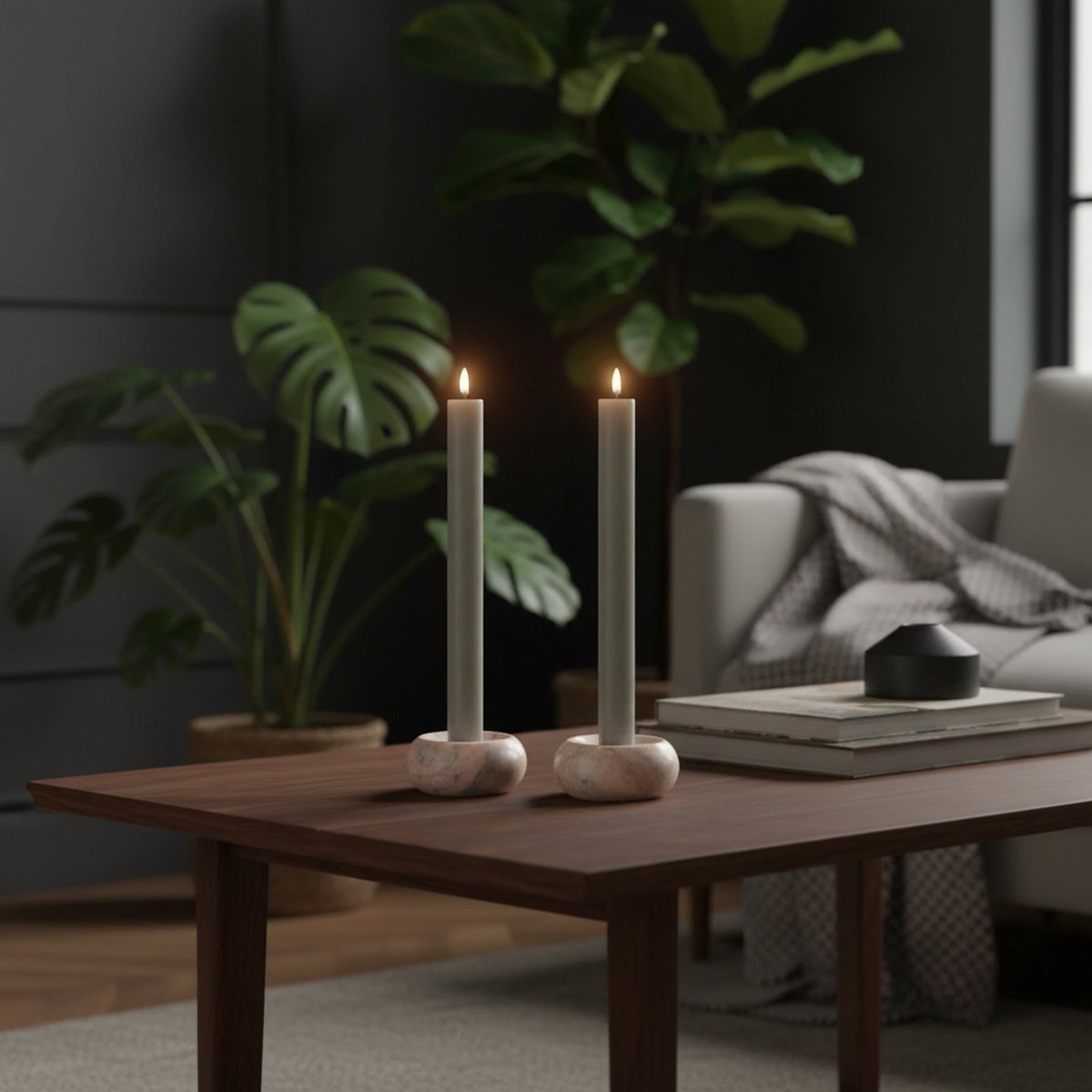 House of Nature Led dinerkaarsen beige 27cm - 2 stuks
