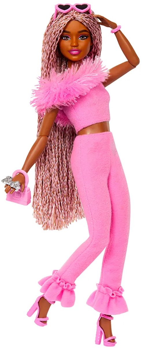 Barbie Deluxe Stijl - Zachtroze set met namaakbont - Barbiepop — afbeelding 9