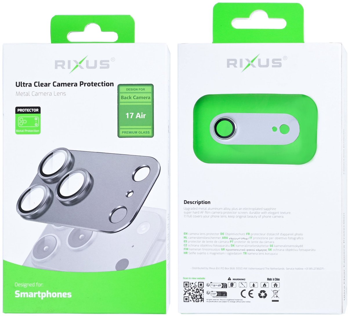 Rixus Ultra Clear Camera Protection For Apple iPhone 17 Air Cloud White