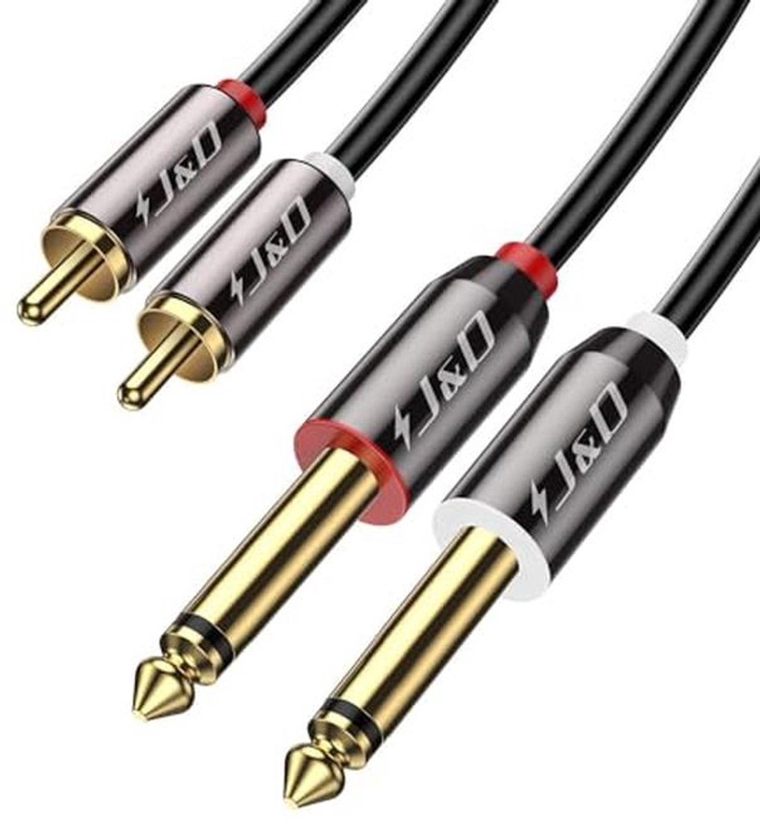 RCA naar Jack 6.35mm Kabel | 2 x 6.35mm (1/4") TS Plug naar 2 RCA Adapter | 6 Meters