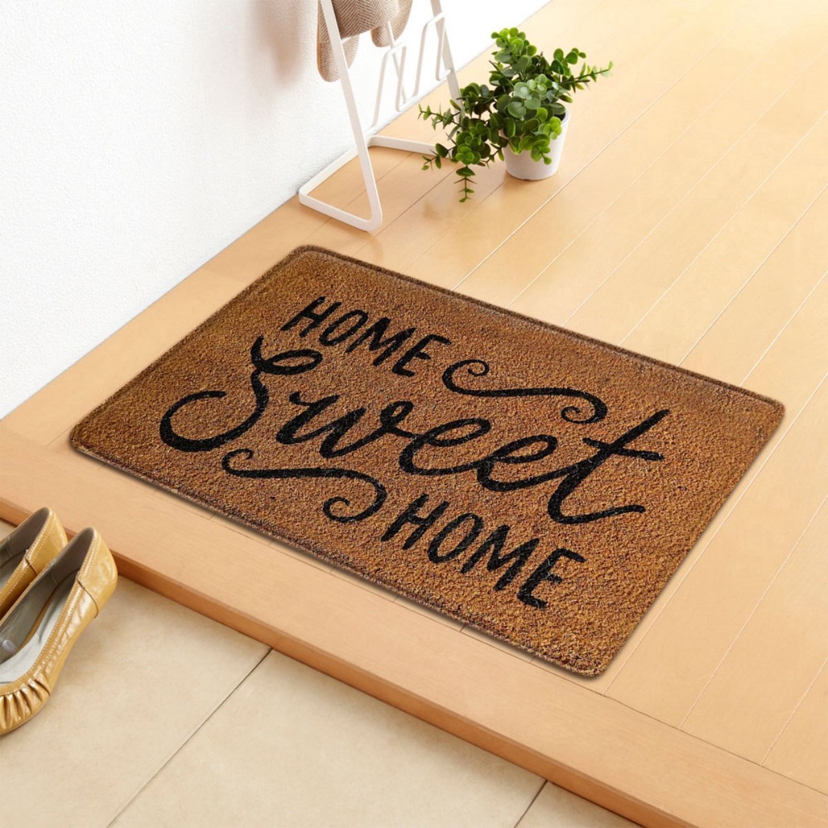 Vloermat - Deurmat met letterpatroon voor de entree - Deurmat van kokosvezel - Antislip - Geschikt voor binnen en buiten - Vloermat voor woonkamer en keuken - Antislipmat - 40 x 60 cm