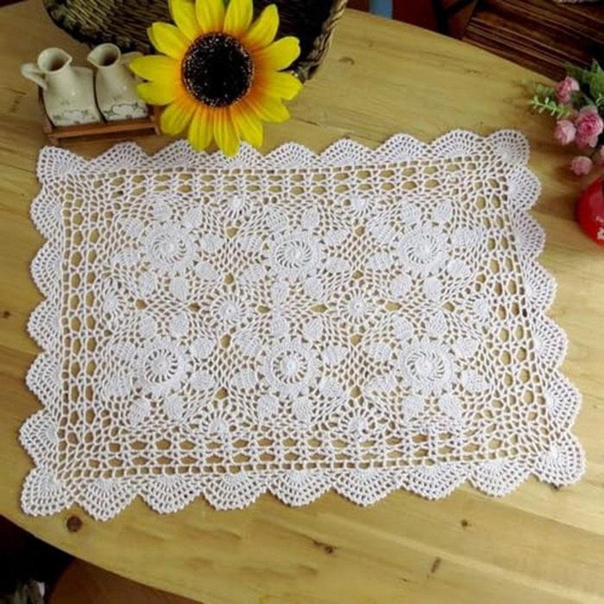 Vintage Gehaakt Kant Tafellaken Rectangular 60x40cm