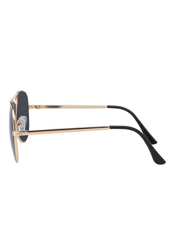 KIMU Zonnebril Avator Heren - Goud Montuur - Zwarte Glazen - Gouden Pilotenbril Seventies Vintage Retro Piloot Model Carnaval van Merkloos — afbeelding 5