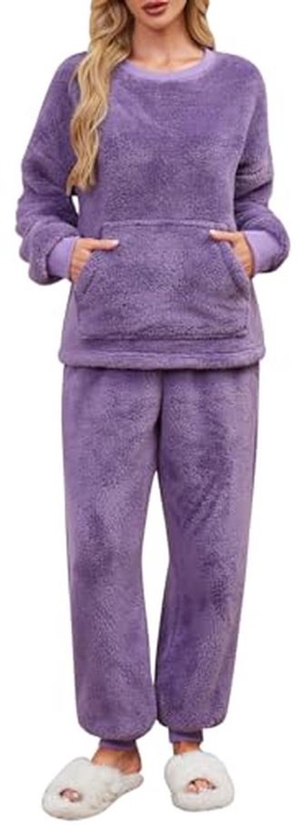 Lange damespyjama winterset van thermofleece - Zachte loungewear voor optimale warmte en comfort