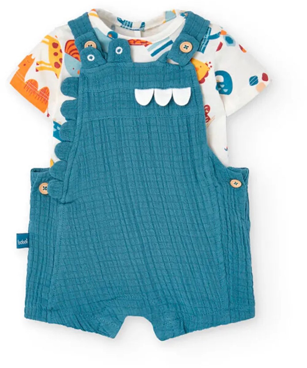 Boboli Knit Combined Korte Mouw Set Blauw 9 Months Jongens,Meisjes