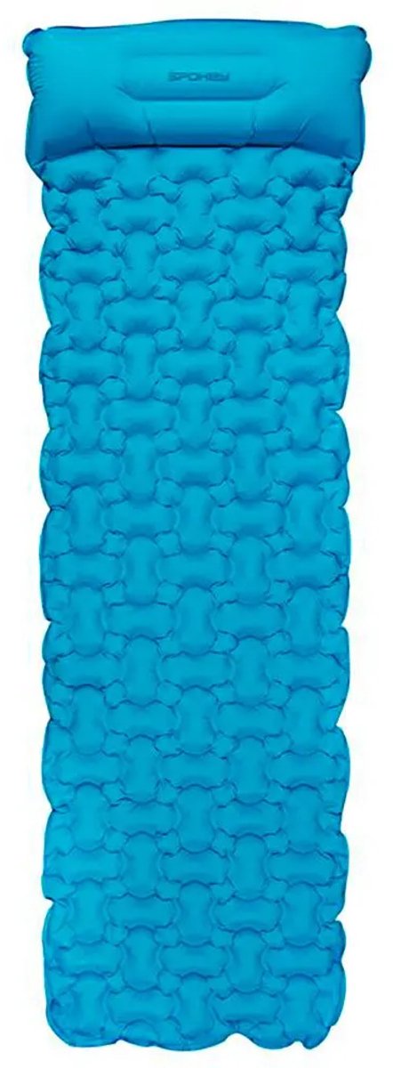 Spokey Air Bed - Opblaasbare Slaapmat - Ultralicht - Compact en ruimtebesparend - Trekkingmatras met kussen - 213 x 62 x 6 cm - Blauw