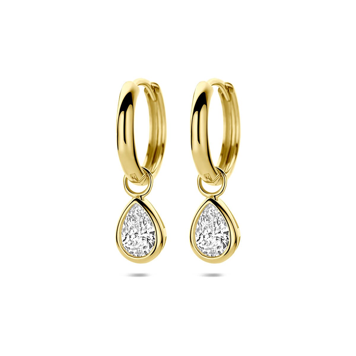 14K Geelgouden oorringen zirkonia 21 mm - 4035155