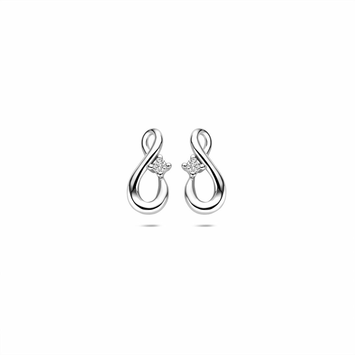 Zilveren gerhodineerde oorknoppen infinity zirkonia 12 mm - 1342064