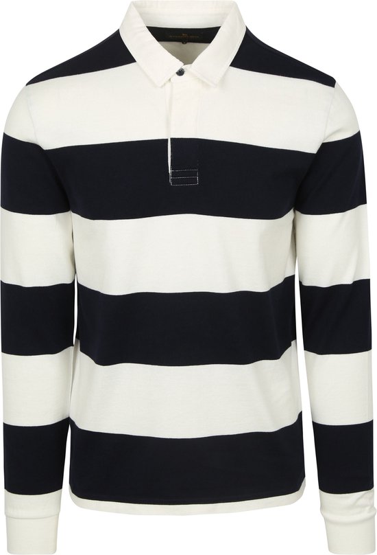 Polo de Rugby Steppin' Out à rayures bleu marine et Wit - Taille S - Homme - Polo à manches longues