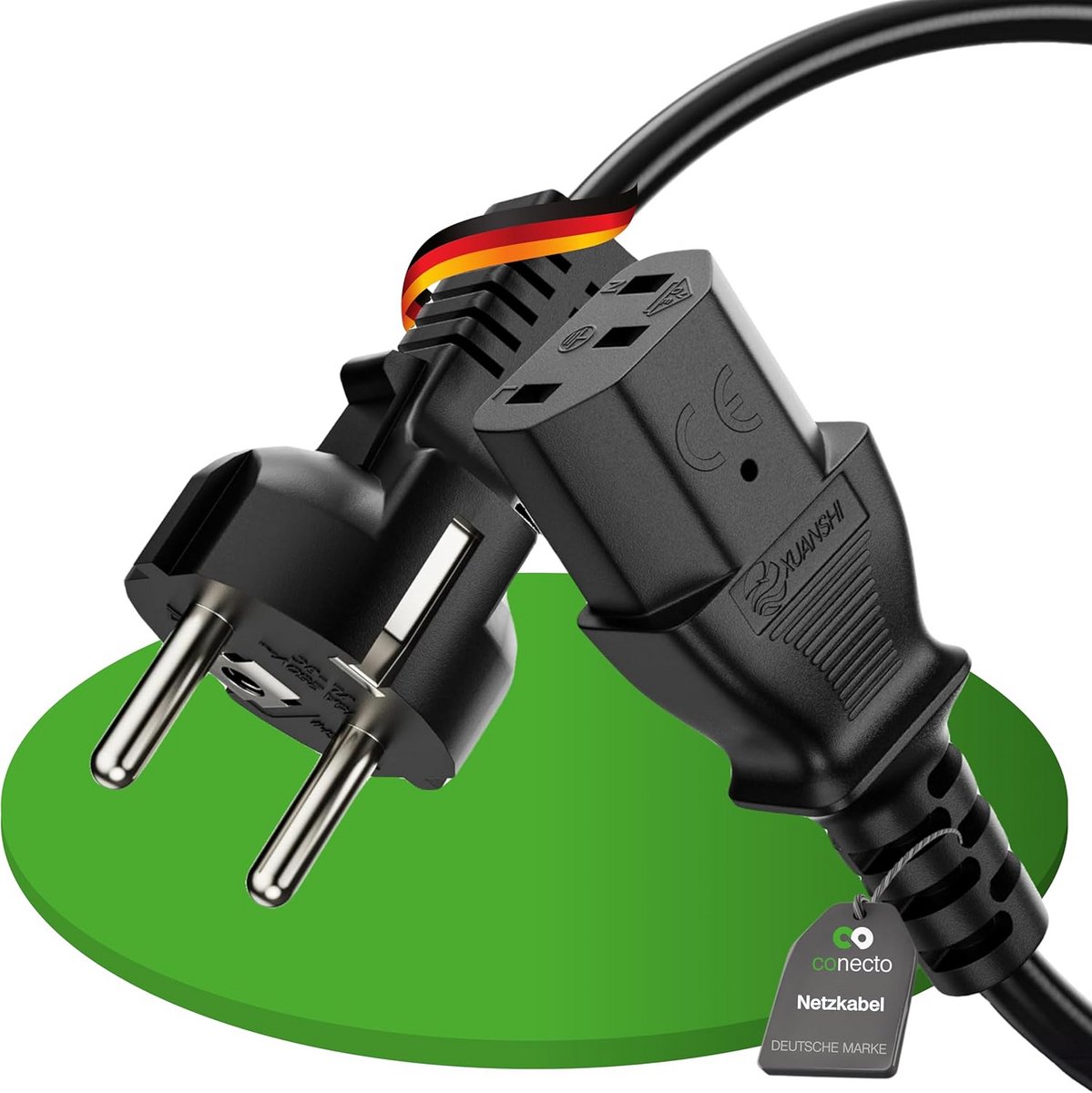 Stroomkabel met geaarde plug en IEC C13 aansluiting – 2 meter zwart – Voor huishoudelijke apparaten