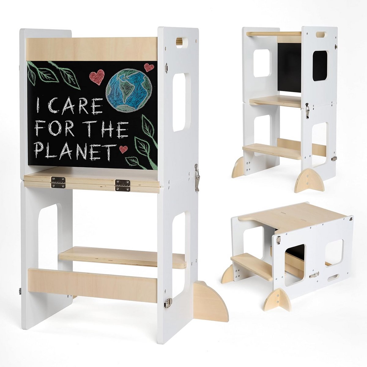 Observatietoren voor Kinderen - 3-in-1 Montessori Meubel met Bord - Veilig en Milieuvriendelijk Hout