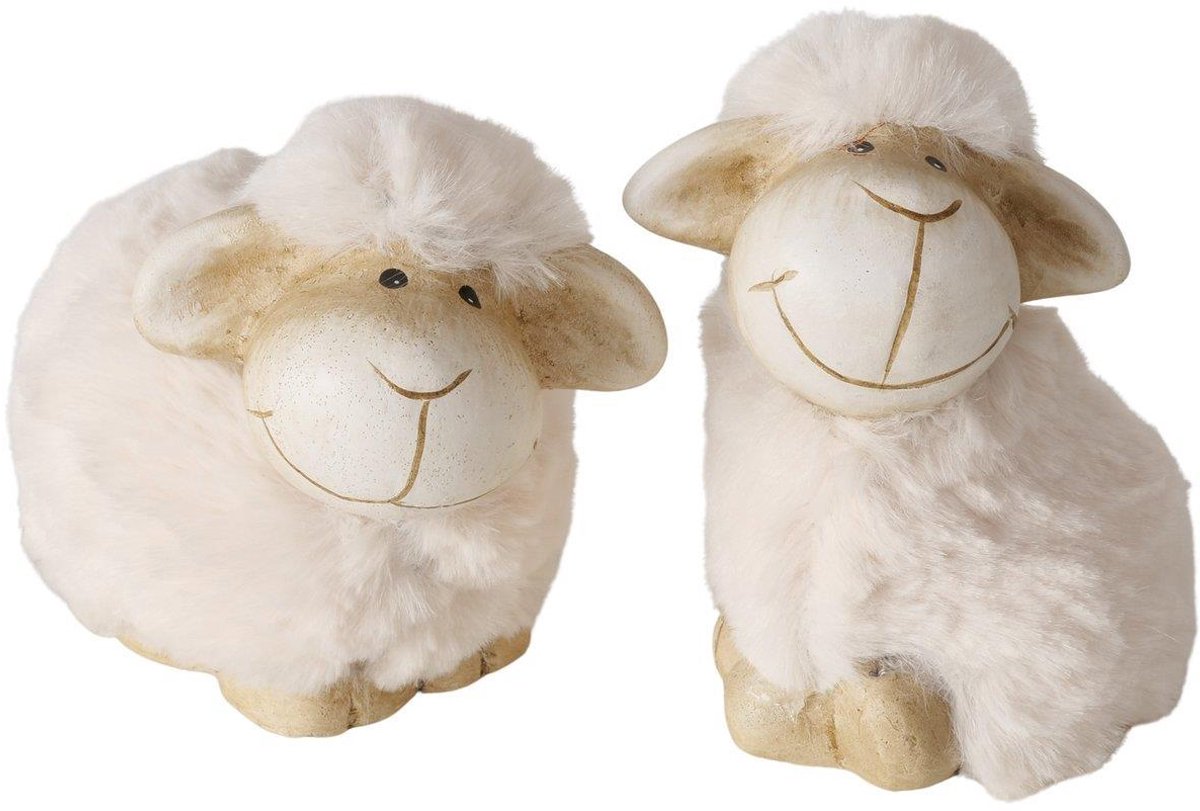 Boltze Home decoratie figuur schaap terracotta multicolor 10x7x10cm.