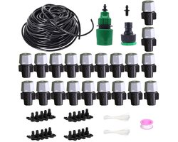 Complete Drip Irrigation Set van 20 m voor Tuin, DIY Micro Irrigatiesysteem, Automatische Besproeiing en Misting voor Tomaten en Planten