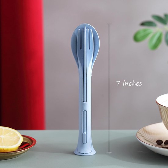 Compact Bestekset van 4 - Opvouwbaar & Herbruikbaar Plastic - Voor Camping, Picknick en Kinderen - Lichtgewicht en Makkelijk Schoon te Maken - Inclusief Mes, Vork, Lepel van Merkloos — afbeelding 5