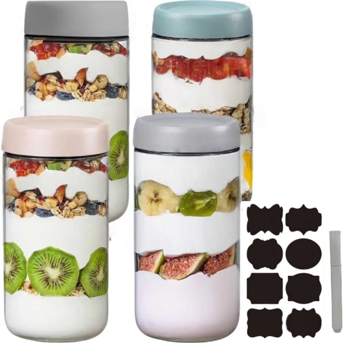Overnight Oats Potjes - Mason Jar - Meusli Beker met Deksel