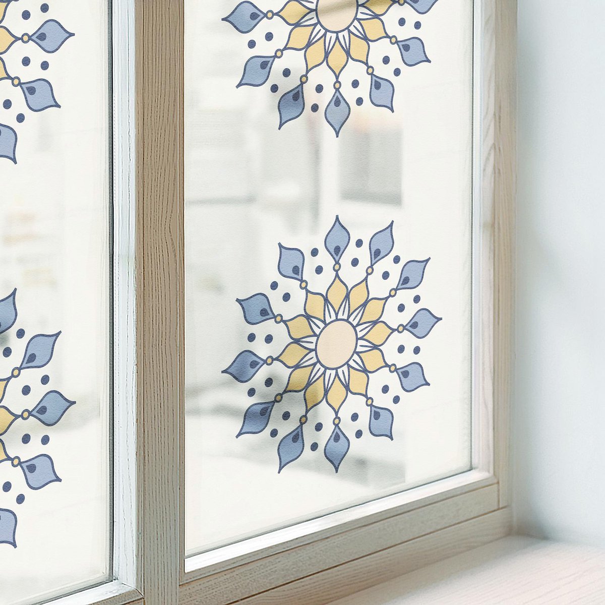Coloray Privacy Folie Raam - Decoratieve mandala Anti inkijk Folie - 50x100 cm - Wit Privacy Folie Raam - Raamfolie Tegen inkijk Glas in Lood - Voor de slaapkamer, woonkamer en hal. - Raamfolie Zonwering