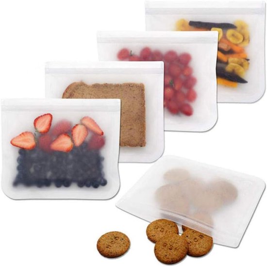 PEVA voedselbewaarzakjes - Maat S - 22*13,7 cm - 10 stuks - Broodzakjes - Snackzakjes voor in de koelkast - Mat transparante afsluitbare zakjes - Herbruikbaar - Verdikte voedselzakjes - Diepvrieszakjes - Voedselbewaarzakjes van Merkloos — afbeelding 2
