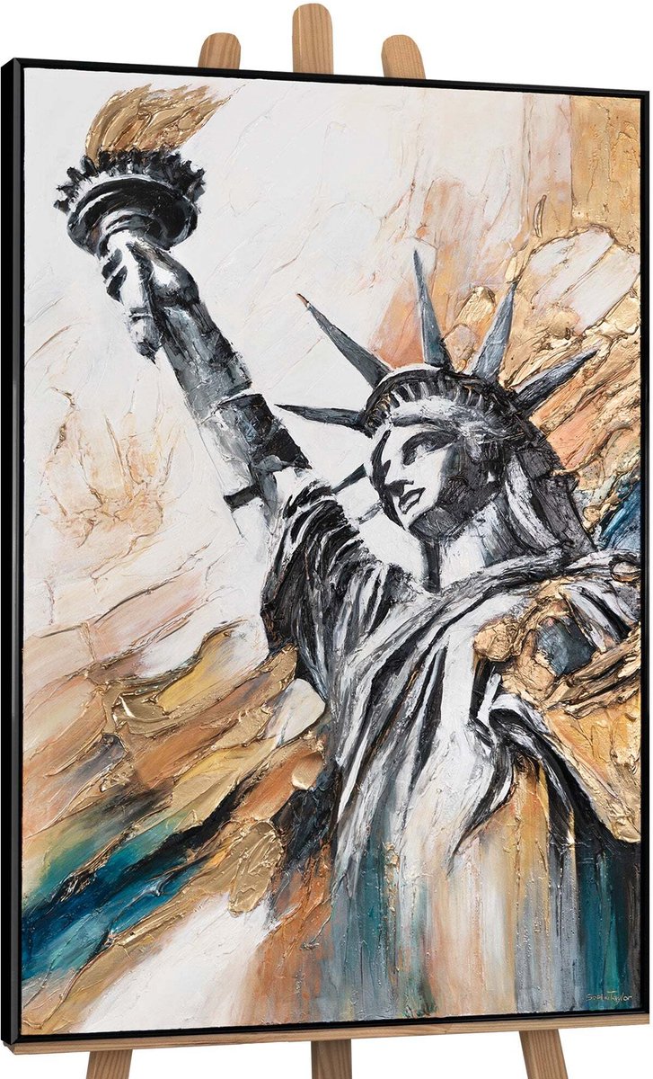 YS Canvas schilderij handgeschilderd light of freedom abstract – YS-Art Gallery – Luxe wanddecoratie voor woonkamer – Modern schilderij voor slaapkamer en hal Black
