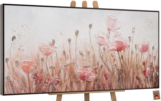 YS Schilderij Canvas schilderij groot handgeschilderd april lente natuur Ð YS-Art Gallery Ð Frisse wanddecoratie voor woonkamer Ð Modern schilderij voor slaapkamer en hal Grey 140x70