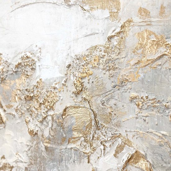 YS Peinture "Histoire" - Tableau sur toile peint à la main 100x50 cm - Décoration murale Abstraite - Beige et or - Moderne - Décoration murale salon - Décoration chambre - Accessoires de chambre - Tableaux abstraits sur toile - tableau salon