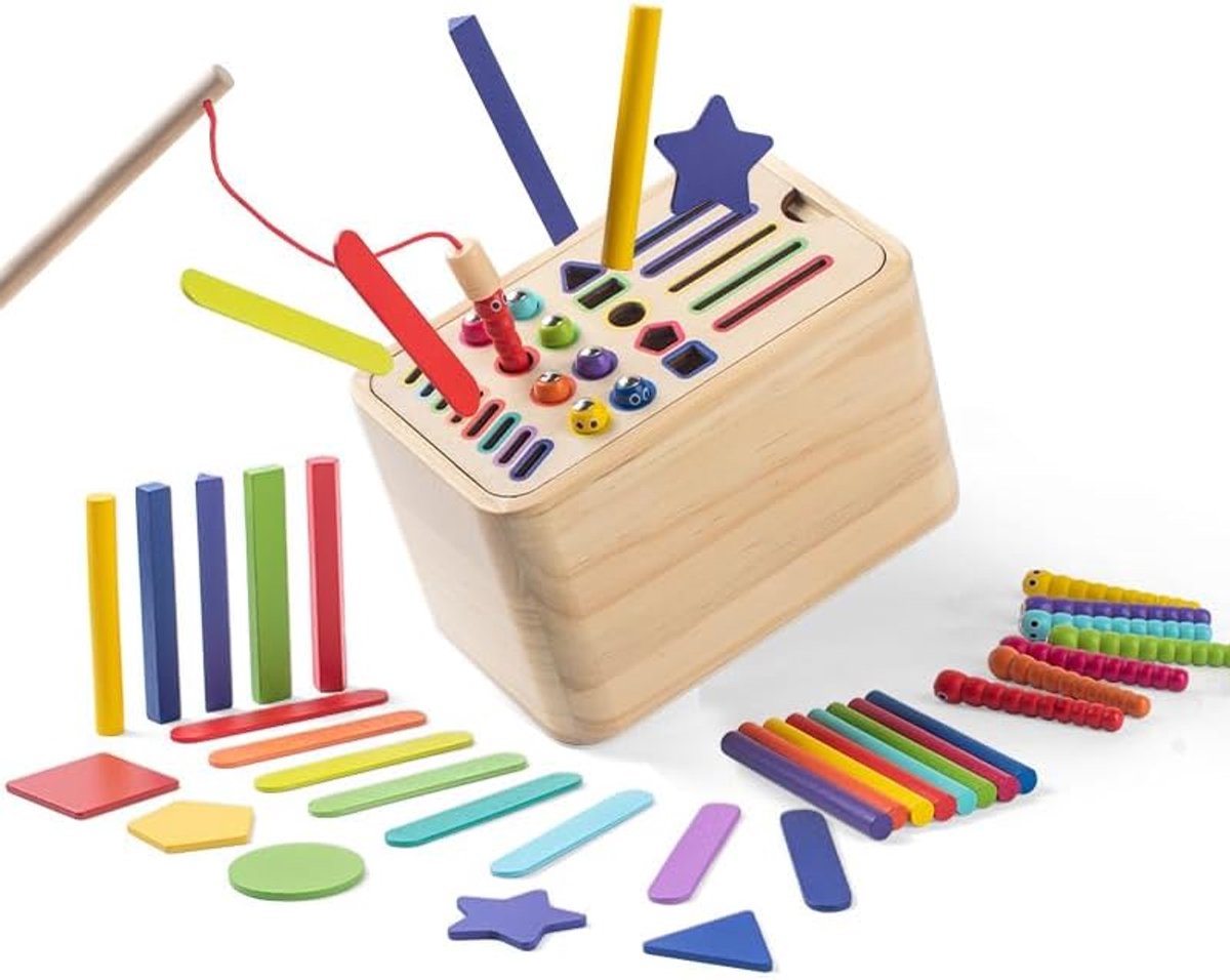 Houten sorteer- en sensorische speeldoos, Montessori-speelgoed voor kinderen vanaf 1 jaar, speelgoed om kleuren te matchen, fijne motoriek, leeractiviteiten voor kleuters, meisjes en jongens, verjaardagscadeaus
