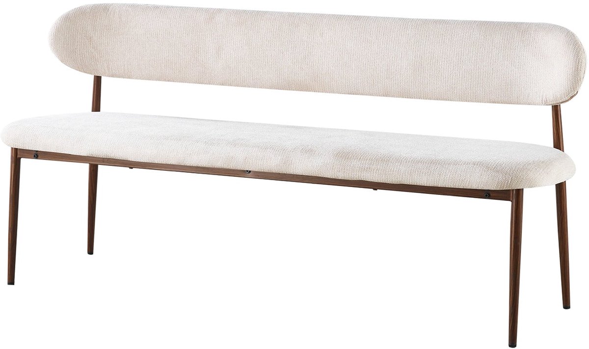 Eetkamerbank Japandi 180cm beige Reika walnoot japanse stijl eetbank