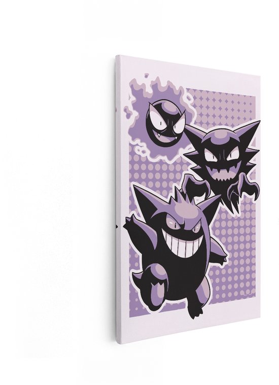Artaza Canvas Schilderij Haunter - 20x30 cm - Pokemon Wanddecoratie - Muurdecoratie Gengar Gastly - Schilderijen Op Canvas Popart