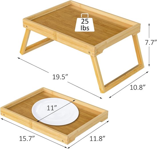 Opklapbare tafel - Campingtafel - Draagbare opklapbare tafel - Kan gebruikt worden als eettafel, tv-tafel, laptoptafel, snacktafel, banktafel of werktafel - Natuurlijke houtkleur — afbeelding 2