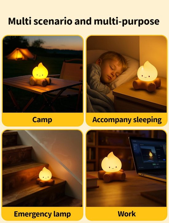 Vlammen Nachtlamp USB Oplaadbare Campfire Lamp Dimbaar Vlamloze Kaars Voor Tafeldecoratie Binnen En Buiten Sfeerverlichting Voor Kinderen Kerstmis En Feesten van Bamily — afbeelding 5