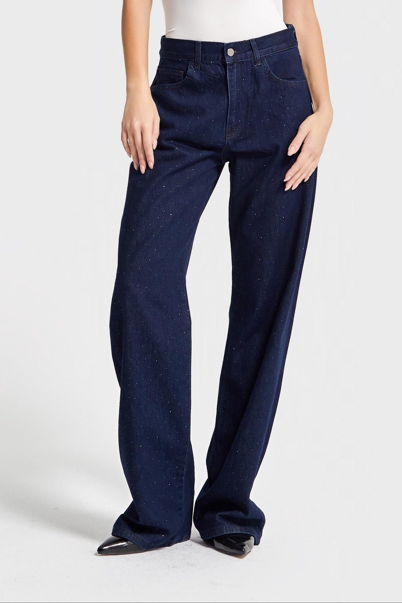 It's Basic - Loose Rhinestone Mid Rise Jeans