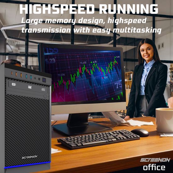 Intel Compleet PC SET | Intel Core i5 | 16 GB DDR4 | 500 GB SSD + Muis & Toetsenbord | Windows 11 Pro + WiFi & Bluetooth