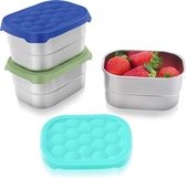 RVS Snack Bakjes voor Kinderen - Lekdicht met Siliconen Deksels - Perfect voor Dagverblijf en School - Makkelijk te Openen - 240 ml
