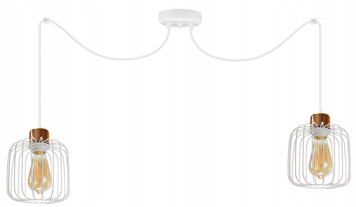 Moderne Plafondlamp Hanglamp Ring 2 Wit met Koperen Accenten