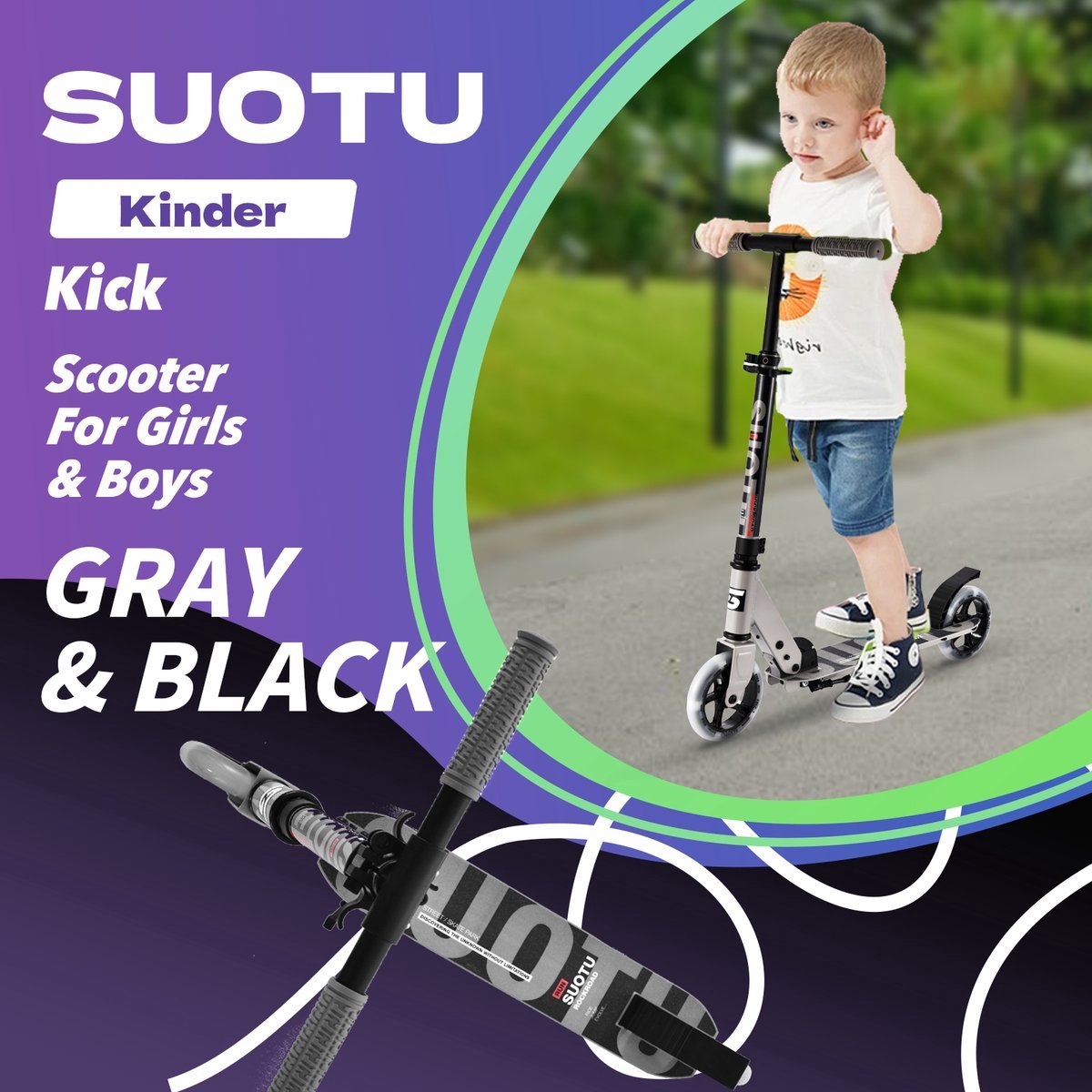 Suotu Kinderstep met LED verlichting in wielen 3-12 Jaar - Steps