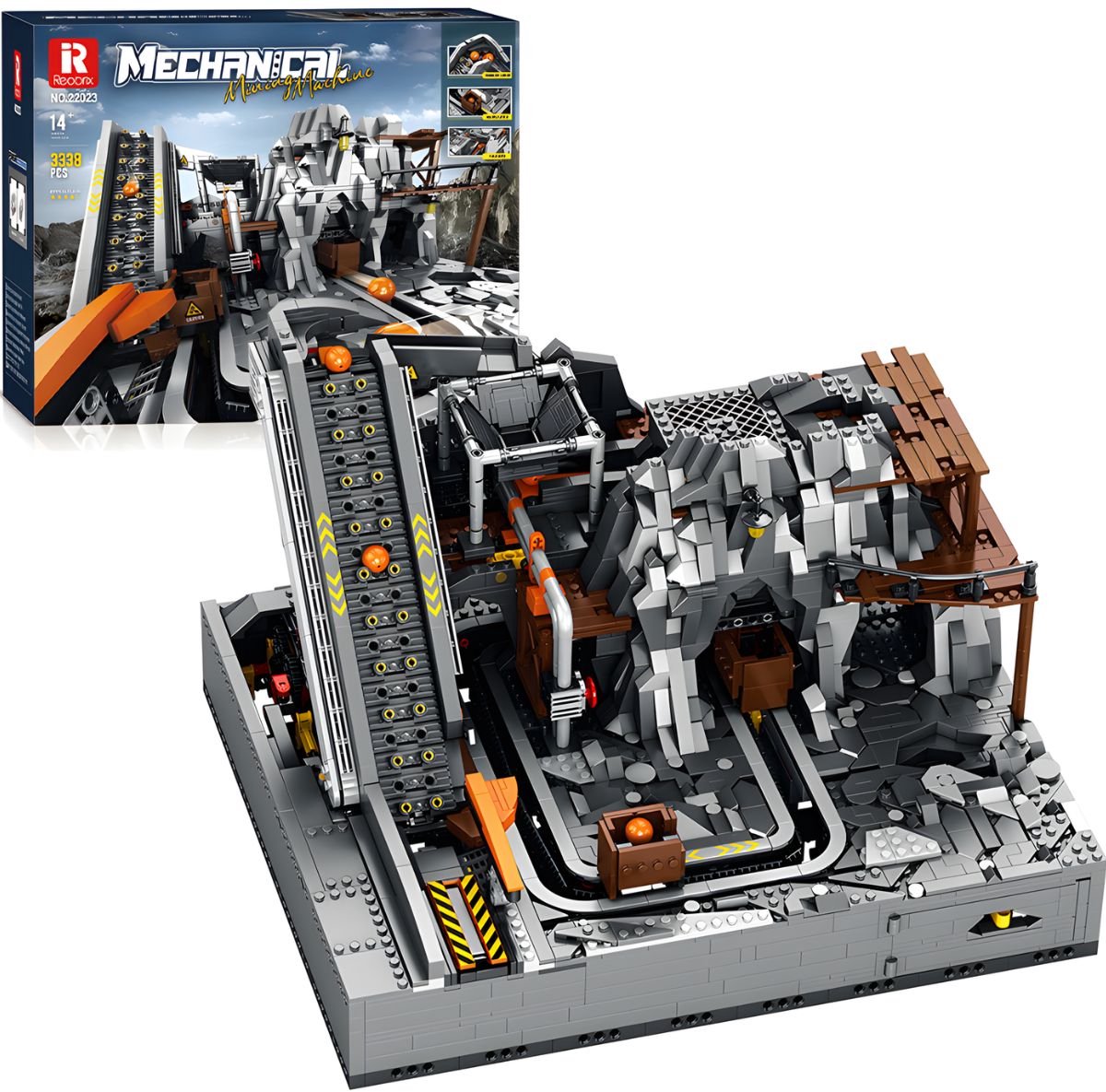 Reobrix 22023 Icons Mining Machine Mega bouwset | Classic Creator Modular Building | Expert Architecture Modelbouw | Technisch educatief speelgoed voor volwassenen & kinderen | Knikkerbaan motor niet geschikt voor Lego | bouwdoos met 3338 bloks