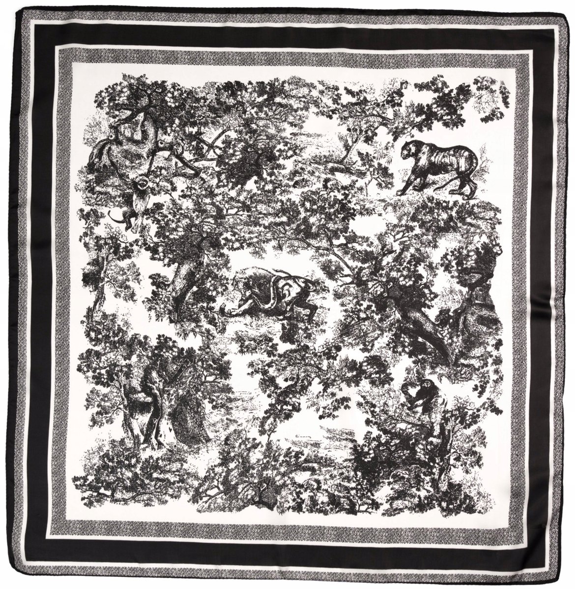 Satin Wildcat Dames Sjaal - Zwart met Tijgerprint