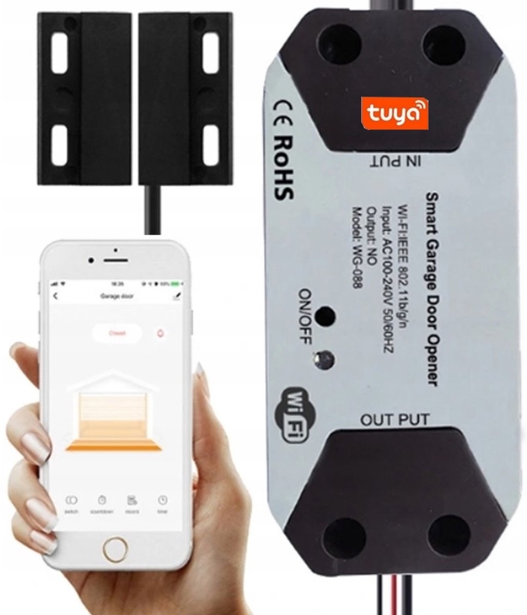 Tuya WiFi Garagedeur & Poortafstandsbediening met Openingssensor