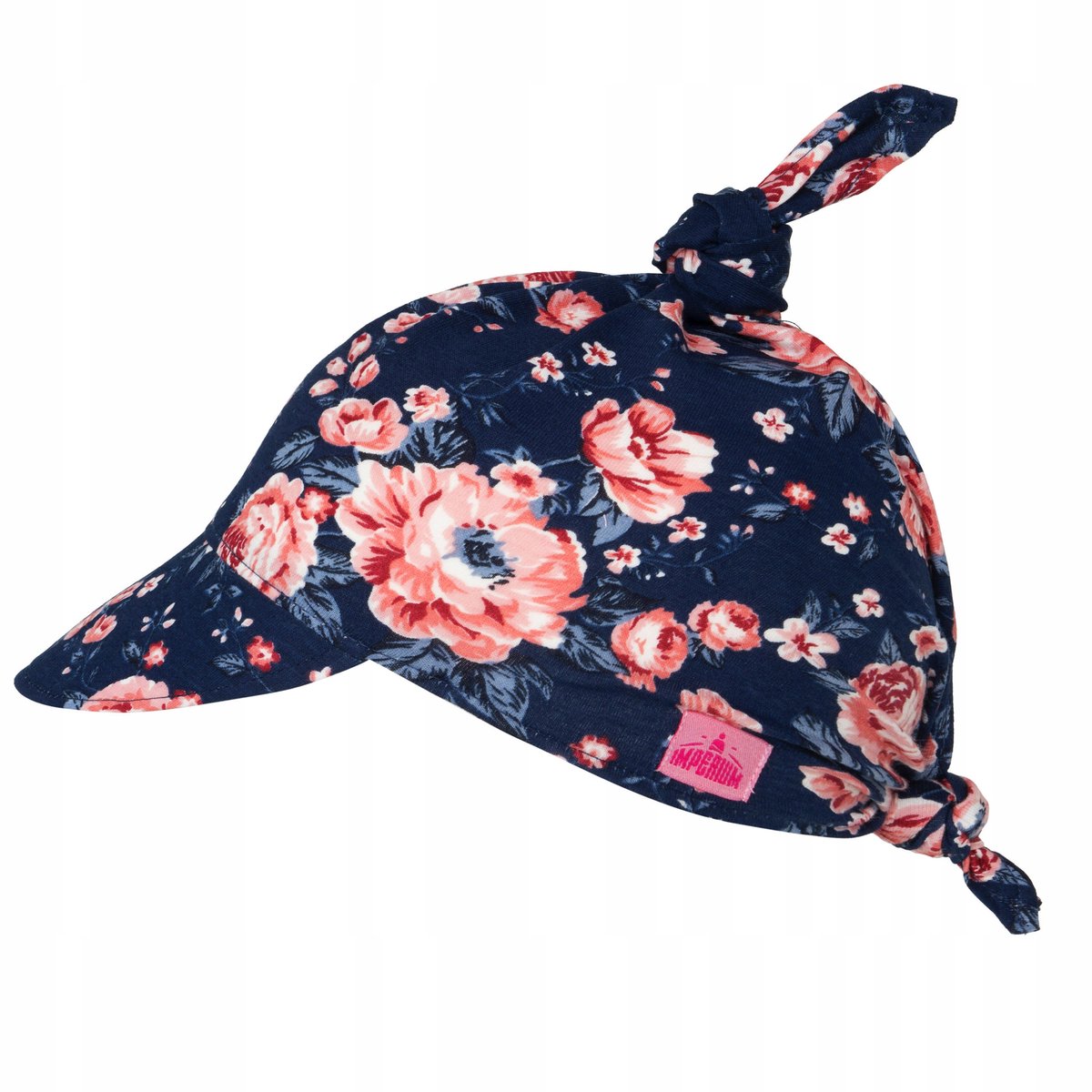 Zomerse Babymuts met Vizier - Rozen Marineblauw