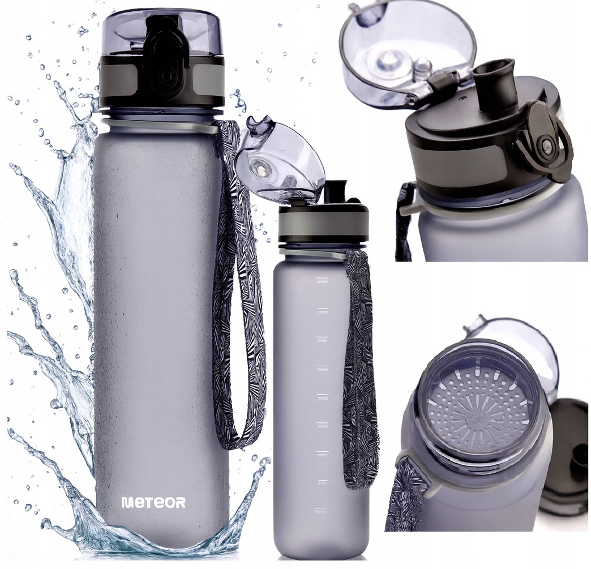 Meteor Sport Bidon 500ml Grijs - Ideaal voor Fietsen & Hardlopen