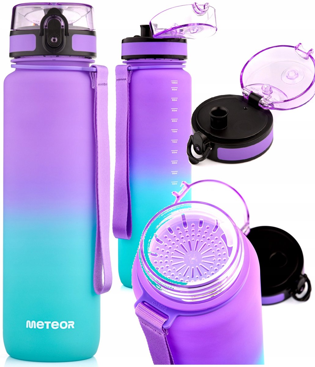 Meteor Sport Bidon 1000ml - Fiolet/Blauw - BPA-vrij Tritan