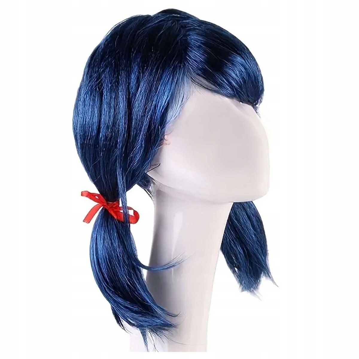 Markless blauwe pruik met paardenstaart en strikken - Cosplay & Themafeest