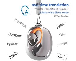 AI Vertaler Oordopjes – Draadloze Bluetooth Oordopjes met Realtime Vertaling, Slaap- & ASMR-oortjes, Open-fit Hoofdtelefoon met App