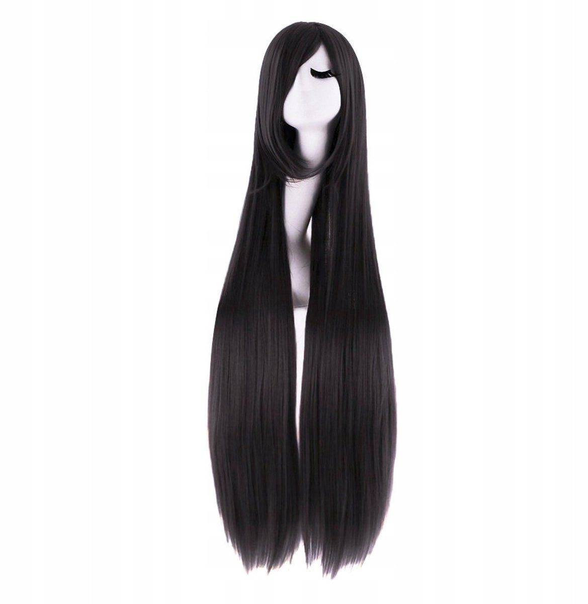 Zwarte Anime Pruik 100cm Lang Haar Synthetisch