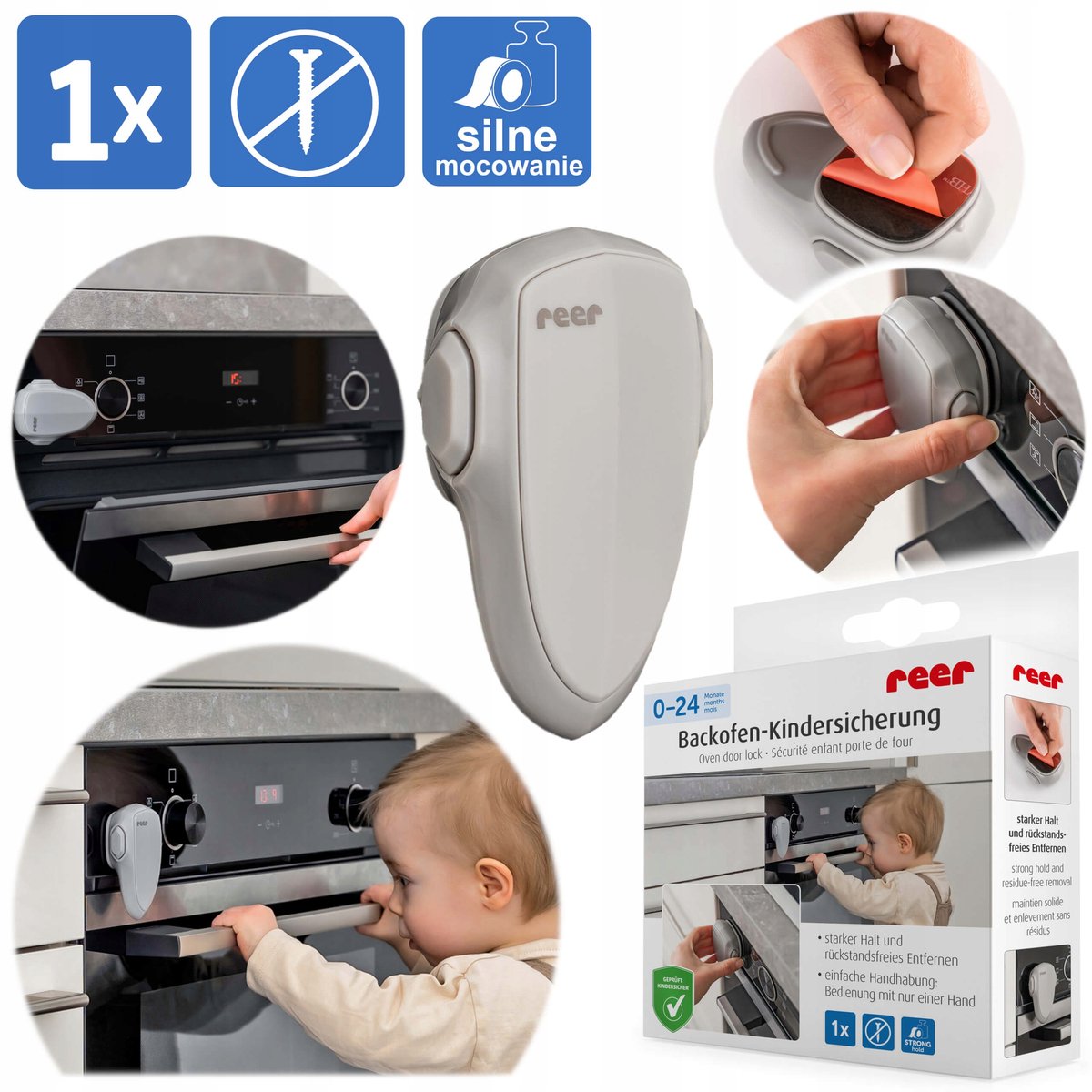 Reer Oven Deur Beveiliging - Zelfklevend met 3M Tape