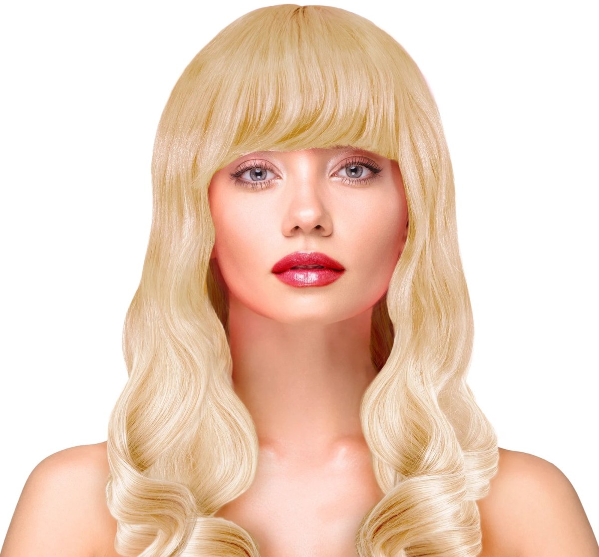 Feestpruik Lang Krullend Blond Synthetisch Haar One Size