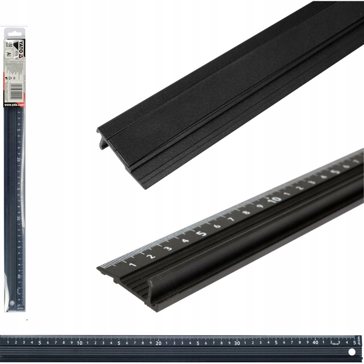 Aluminium Liniaal met Beschermprofiel en Handvat - 45cm