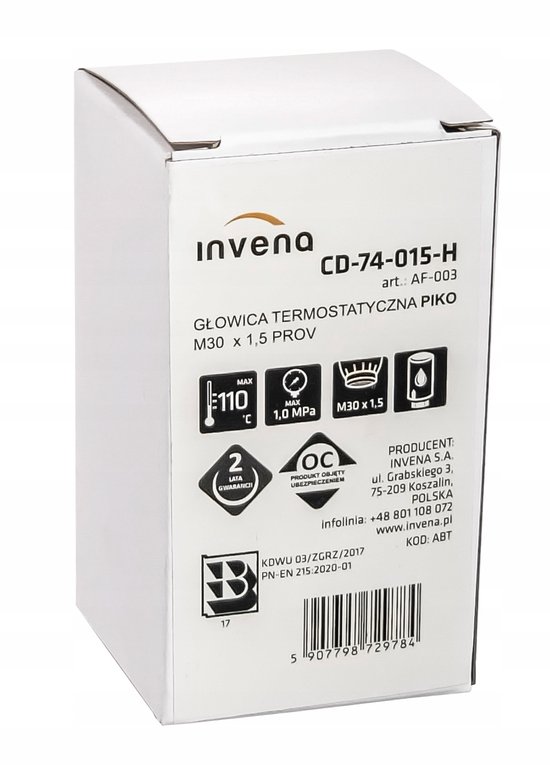 Thermostaatkop Voor Radiator M30x15 Wit Bol 