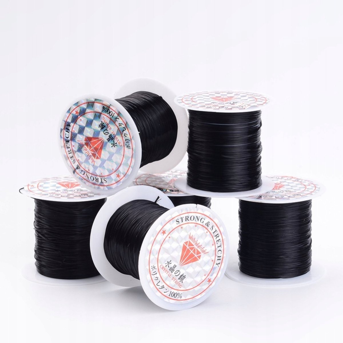 Zwarte Elastische Platte Draad voor Sieraden, 0.8mm, 10m