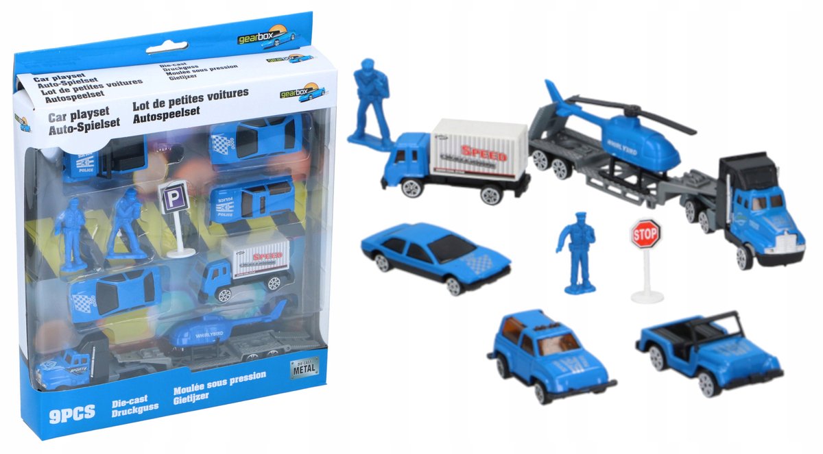 GEARBOX Metal Auto Set 9 Delen - Speelgoed voor Kinderen